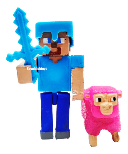 Minecraft Muñecos Steve Armadura 6 Pzs Articuladas Figuras