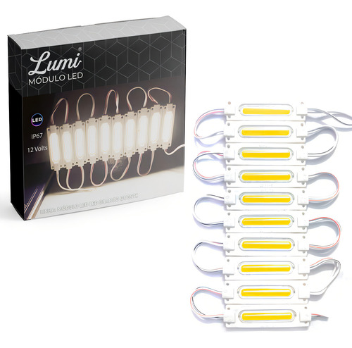 Lukit 200pçs Módulo Injetado 8520 Smd Cob 12v 2w 160º 200lm Branco Quente 3500k