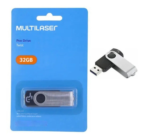 Pendrive Twist Preto 32gb Multilaser - Pd589