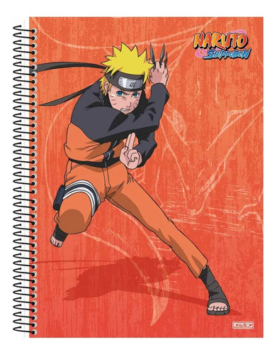 Caderno Capa Dura Naruto Laranja - 10 Matérias 160 Folhas