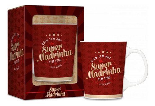 Caneca Porcelana Premium Super Madrinha 280ml Presente