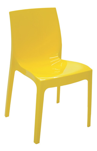 Cadeira Tramontina Alice Encosto Fechado Brilhosa Amarela