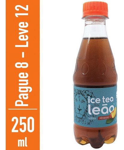 Chá Preto Ice Tea Pêssego Leão 250ml - Compre 8 Leve 12