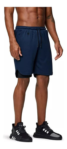 Gimnasio Short Con Licra Deportiva 2 En 1 Hombre Correr