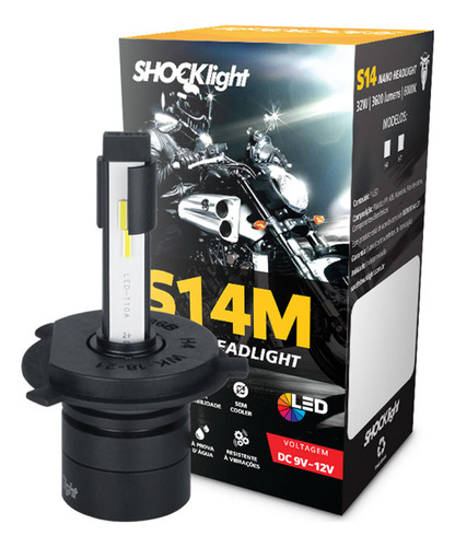 Lampada Led Encaixe H4 12v 32w 6000k 3600 Lumens Shocklight