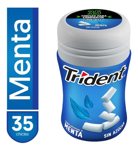 Chicle Trident® Botella Menta Sin Azúcar 35 Piezas