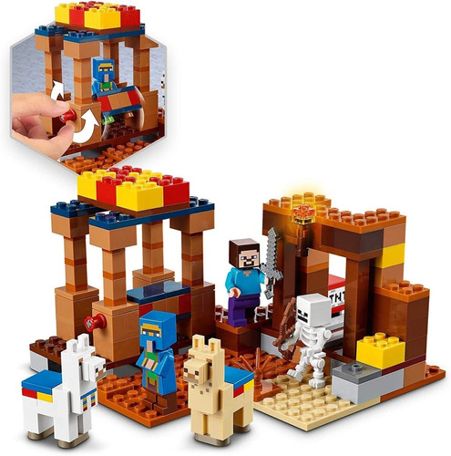 8 años Set de Construcción con Figuras de Steve 21167 Minecraft El Puesto Comercial Esqueleto y Llamas para Niños LEGO 21170 Minecraft Set de Construcción con Figuras de Alex y Creeper
