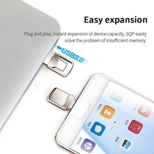 Imagen 3 de 6 de Pendrive 960 Gb Conexión Usb/c Metálico Pc Notebook Celular