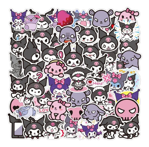 Pack De 50 Stickers Gatito Diva Kuromi Hello Gato Kawaii