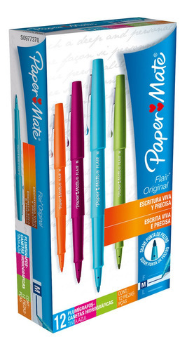 Marcadores Paper Mate Fashion Flair 12 Colores Color Multicolor