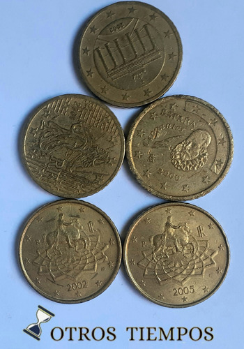 Lote De 5 Monedas De 50 Centavos De Euro
