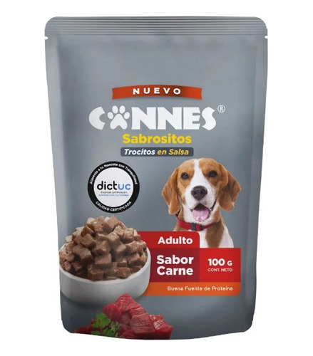 Alimento Húmedo Perro Cannes Sabor Carne Pouch 100 G