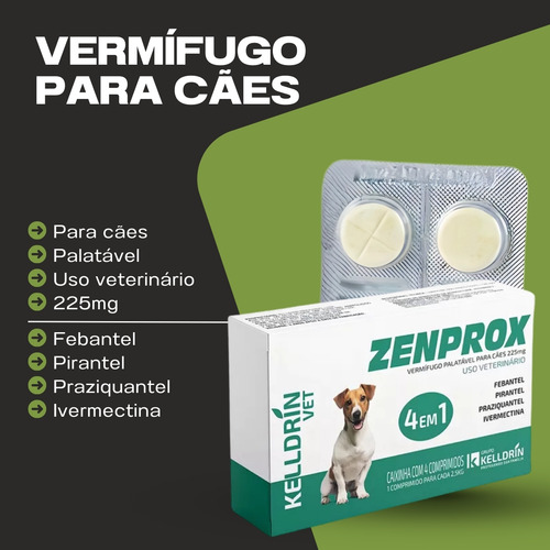 Kit 2 Vermifugos Remédio Para Verme Cães 225mg E Gatos 100mg