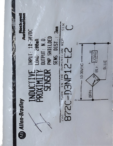 Sensor Inductivo, Allen Bradley, 872c-d3np12-e2