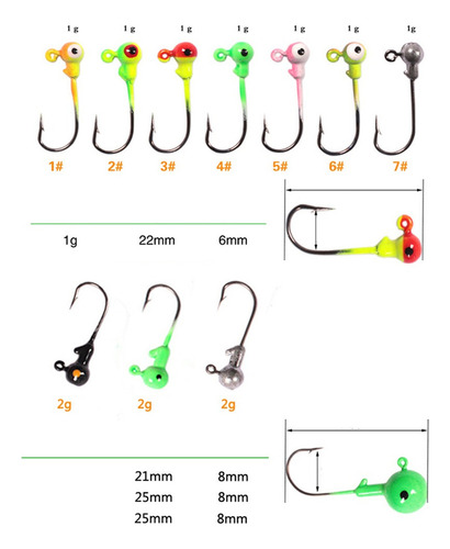 Para 100pcs Ganchos De Cabeza Plomado Pescador Aparejo
