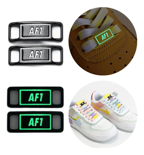 Hebilla Dije Zapatilla Air Force One Af1 Luminosos Negro
