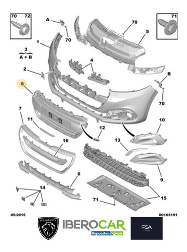 Imagen 3 de 5 de Mascara Cromada Original Peugeot 208 1.4 Hdi 2012-2015