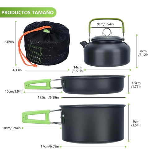 Juego De Utensilios De Cocina Para Acampar- 14pcs Camping