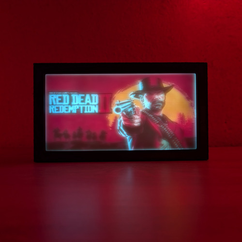 Red Dead Redemption Ii Lámpara Decorativa Mesa Led Rgb Gamer Negro Blanco