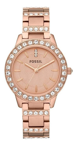 Reloj pulsera Fossil Jesse con correa de acero inoxidable color oro rosa