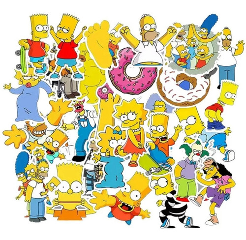 Set 50 Estampas Los Simpsons - Bart Homero Calcomanias