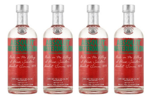 Pack De 4 Vodka Absolut Watermelon 750 Ml