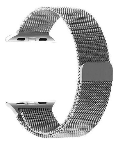 Malla Para Reloj Mirannis Magnetica Imantada P Apple 40 42mm Color Plateado