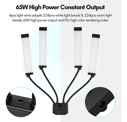 Luz Led De Relleno Con 4 Brazos Flexibles Para Fotografía