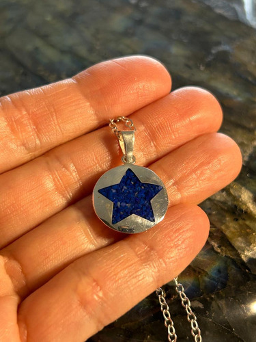Colgante Estrella Plata Ley 950 Y Lapis Lazuli W39