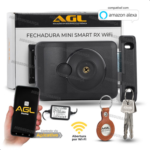 Fechadura Wifi Rf 433 Chave Alexa Google Agl Mini Smart Rx