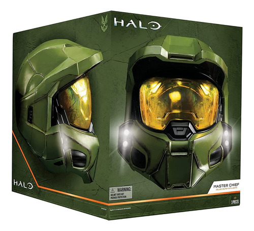 Casco Halo Master Chief Con Soporte Y Luces Led Original
