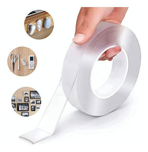 Cinta Adhesiva Transparente Doble Faz Gel 2mm X 3cm X 3m