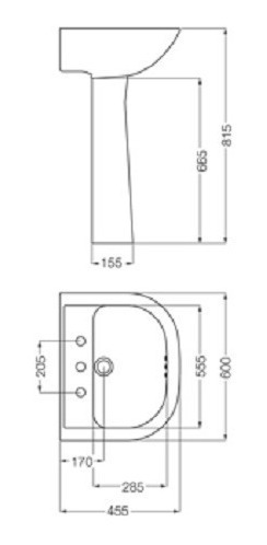 Imagen 3 de 6 de Combo Baño Lavatorio Columna Ferrum Bari 3 Agujeros