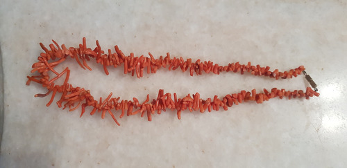 Collar De Coral Natural En Rama Cálido Anaranjado (Usado)