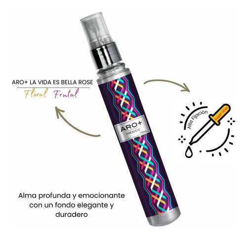 Perfume Dama Aro+ La Vida Bella Rosa Alta Fijación 