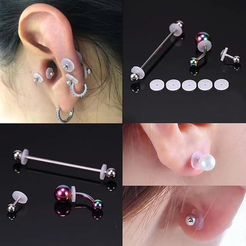 50pcs Discos De Silicon Para Eliminar Piercing Bumps Almohadilla De Fijación De Silicona Para Piercings De Oreja