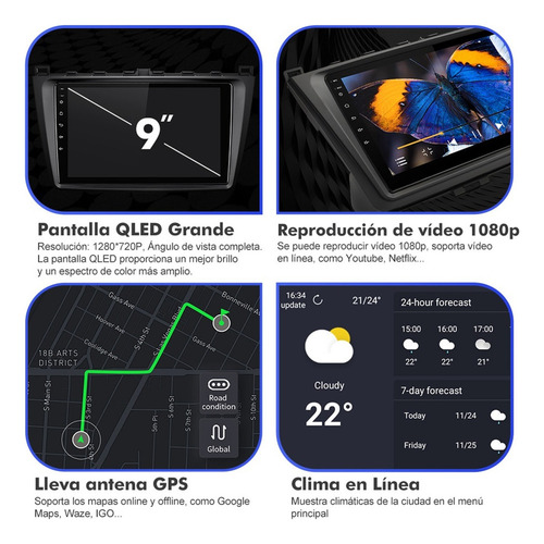 Estéreo 6+128g For Mazda 6 2007-2014 4g Qled Carplay Gps