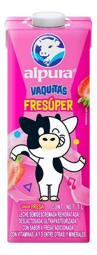 Leche Sabor Fresa Vaquitas Alpura 1L