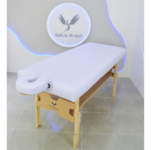 Kit Maca Spa Fixa Com Altura Regulável Escada 2 degraus Mocho Slim Estetica Massagem Cor Branco