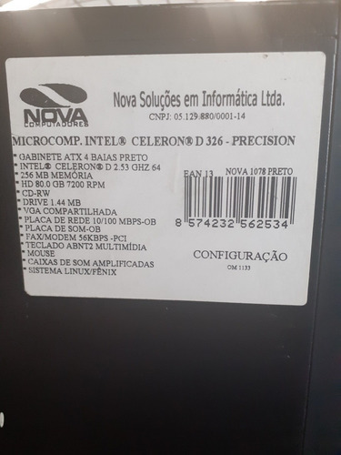 Computador Completo Monitor, Mouse, Teclado E Cx De Som.