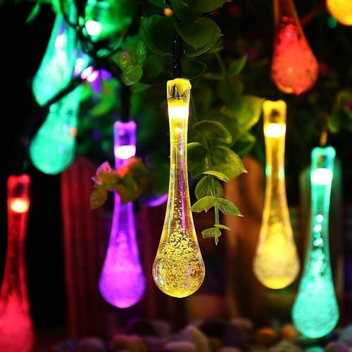 Guirnalda Luces Led Navidad En Forma De Gota De Agua Solar