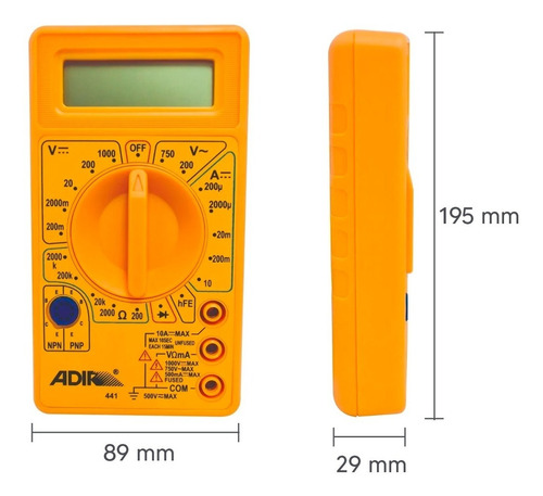 Multimetro Digital Pantalla Digital Adir 441