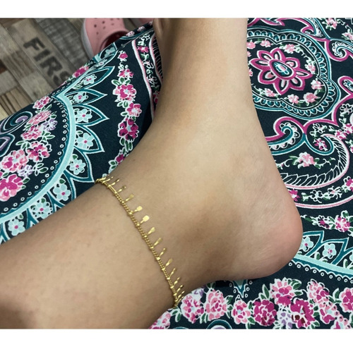 Imagen 6 de 7 de Tobillera Pulsera Mujer Pie Tobillo Acero Colgantes Oro 10k