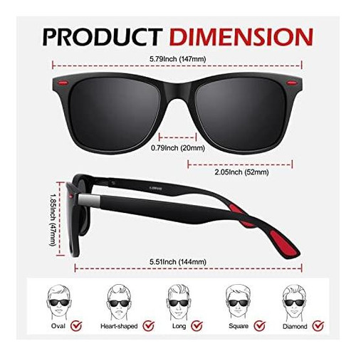 Gafas De Sol Polarizadas Negras De Linvo Para Hombres Y De