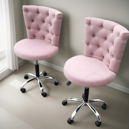 Silla Hidrahulica Para Escritorios Salón De Belleza S Rosa Claro Tela Pana