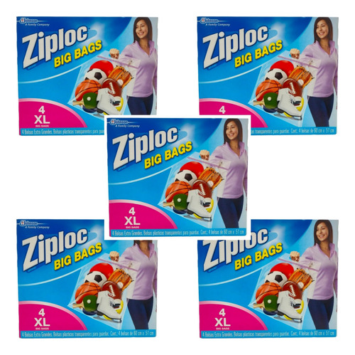 Ziploc Big Bags Xl 4 Bolsas Extra Grandes Pack 5