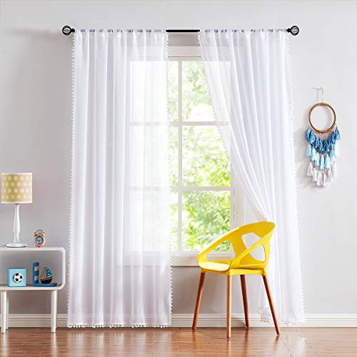 Cortinas Translúcidas Con Borlas Para Decoración Del Hogar