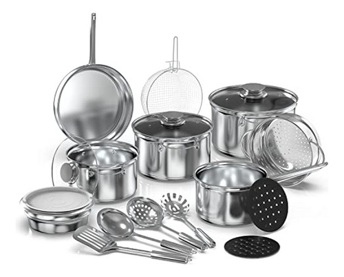 Juego De Utensilios De Cocina De Acero Inoxidable De 18 Piez