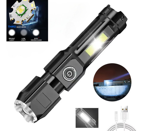 Linterna Led De Alta Potencia, Linterna Con Zoom De Carga Su