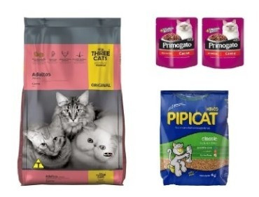 Three Cat Gato Adulto 10k+4k Piedras+2 Sachets+envio Gratis